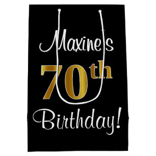 Elegant, Luxurious, Faux Gold Look 70th Birthday Medium Gift Bag