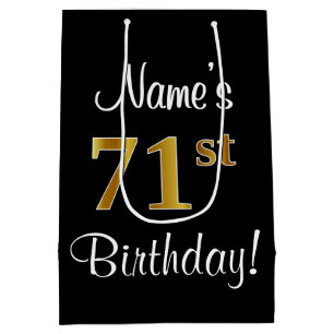 Elegant, Luxurious, Faux Gold Look 71st Birthday Medium Gift Bag