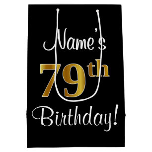 Elegant, Luxurious, Faux Gold Look 79th Birthday Medium Gift Bag