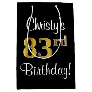 Elegant, Luxurious, Faux Gold Look 83rd Birthday Medium Gift Bag