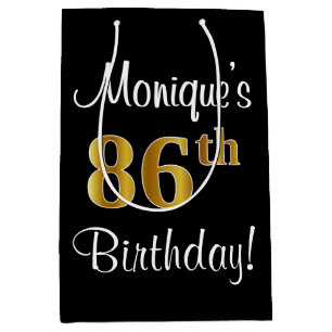 Elegant, Luxurious, Faux Gold Look 86th Birthday Medium Gift Bag