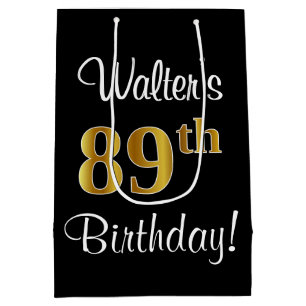 Elegant, Luxurious, Faux Gold Look 89th Birthday Medium Gift Bag