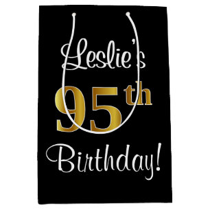 Elegant, Luxurious, Faux Gold Look 95th Birthday Medium Gift Bag