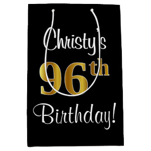 Elegant, Luxurious, Faux Gold Look 96th Birthday Medium Gift Bag