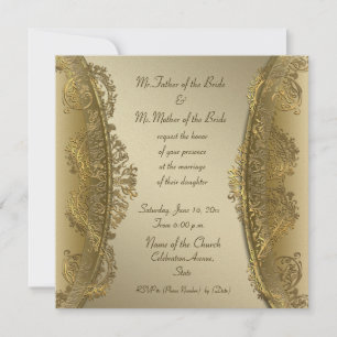 Elegant luxurious gold damask wedding invitations