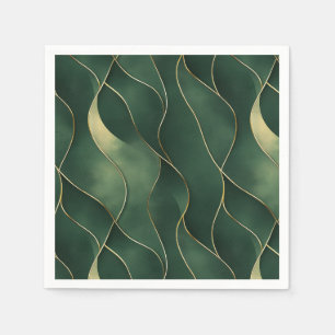 Elegant Luxurious Green and Gold Swirl Pattern Napkin