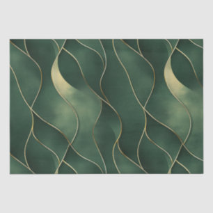 Elegant Luxurious Green and Gold Swirl Pattern Tissue Paper