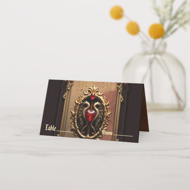 Elegant luxurious heart emblem.  place card (Front)