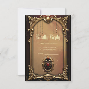 Elegant luxurious heart emblem. RSVP card
