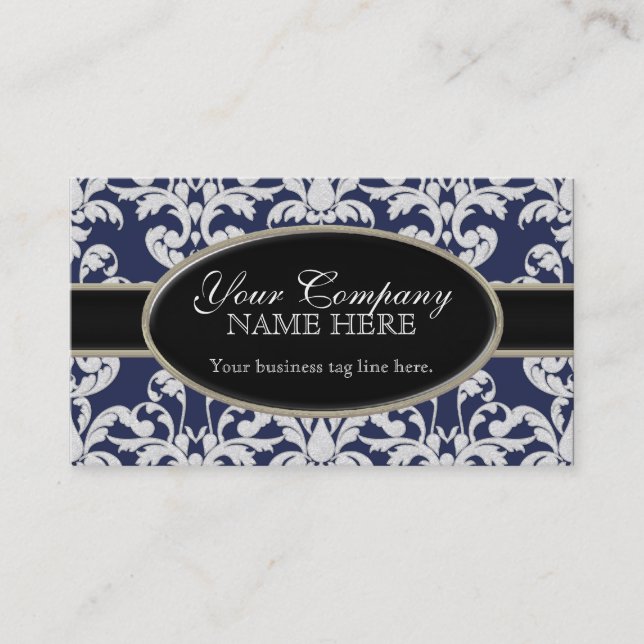 Elegant Luxurious Modern Damask Swirl Floral Style Business Card (Front)