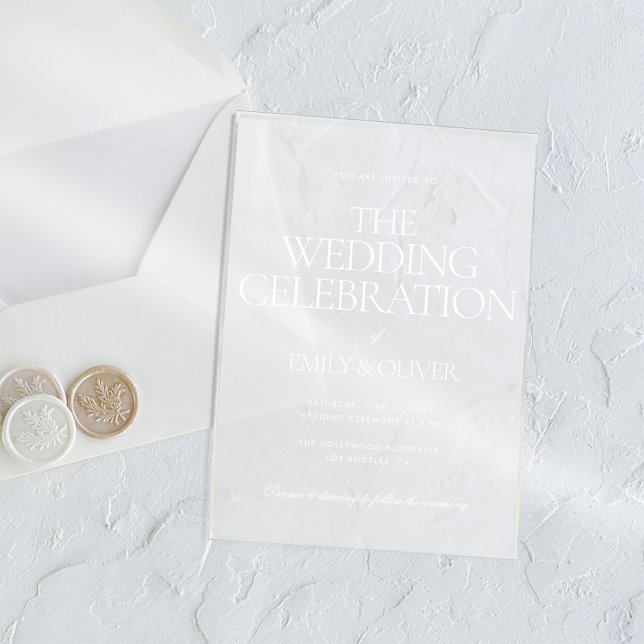 Elegant Luxurious Personalised White Text Wedding Acrylic Invitations (Creator Uploaded)