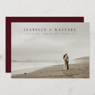 Elegant Luxurious Photo Maroon Red Wedding Save The Date