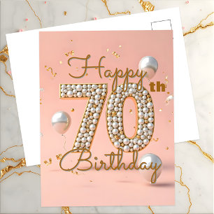 Elegant Luxurious Soft Pink and Gold 70th Birthday Postcard