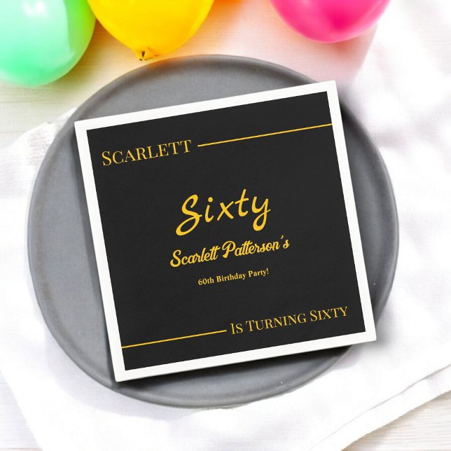 Elegant Luxury Black And Gold Modern Birthday Napkin (Creator Uploaded)