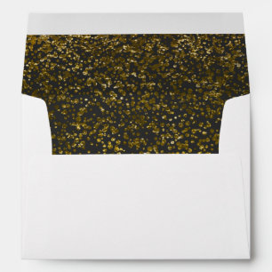 Elegant Luxury   Black Gold Confetti Wedding 5x7 Envelope