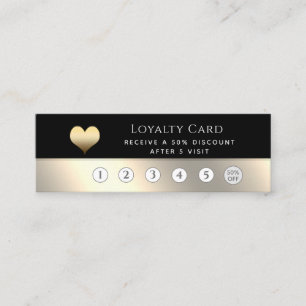 Elegant luxury black gold heart loyalty card
