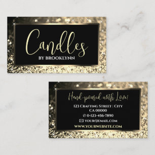 Elegant Luxury Black Golden Sparkling Glitter Business Card