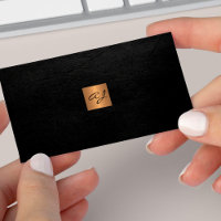 Elegant luxury black leather copper gold monogram