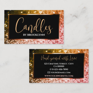 Elegant Luxury Black Orange Sparkling Glitter Business Card