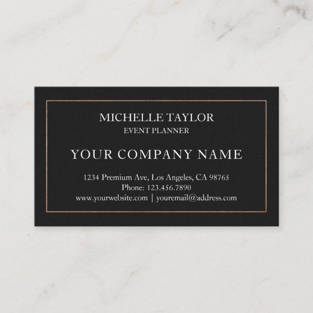 Elegant Luxury Black RoseGold Mandala Professional Business Card (Front)