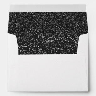 Elegant Luxury   Black Silver Confetti 5X7 Wedding Envelopes