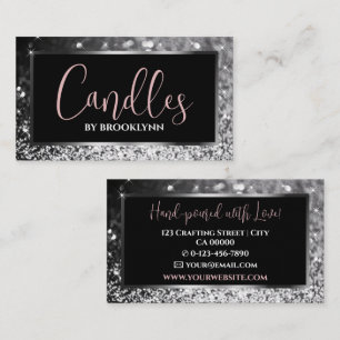 Elegant Luxury Black Silver Sparkling Glitter  Business Card