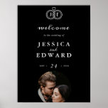 Elegant Luxury Black White Monogram Photo Wedding Poster<br><div class="desc">Romantic Chic Simple Black and White Luxury Calligraphy Heart Tied Rings Monogram Photo Wedding Poster.</div>