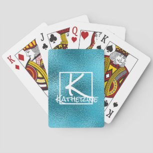 Elegant Luxury Blue Glitter Sparkle Glam Bling Playing Cards