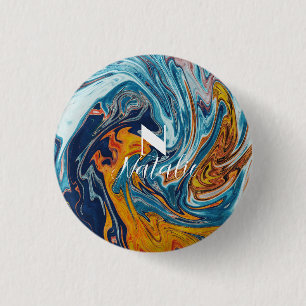 Elegant Luxury Blue Gold Monogram          3 Cm Round Badge