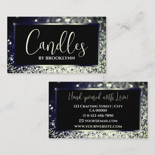 Elegant Luxury Bluish Silver Sparkling Glitter  Business Card (Front/Back)
