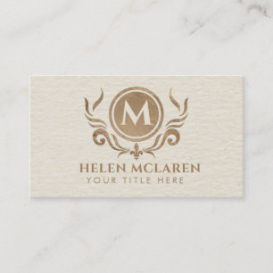 Elegant Luxury Bold Monogram with Fleur-de-lis Business Card