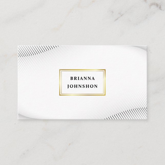 Elegant Luxury Boutique White Gold Business Card (Front)