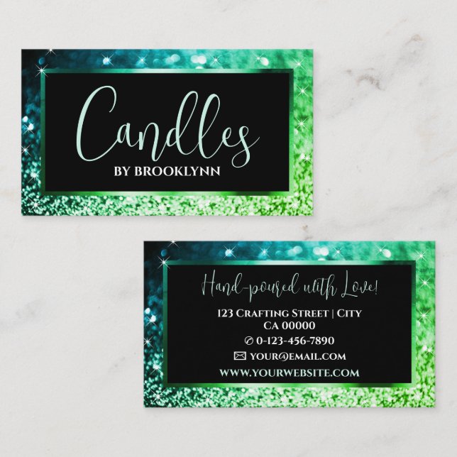 Elegant Luxury Bright Green Sparkling Glitter  Business Card (Front/Back)