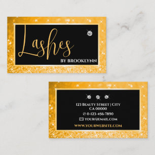 Elegant Luxury Bright Orange Sparkling Diamond Business Card