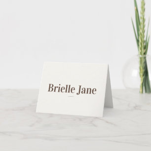 Elegant Luxury Brown Cream Minimalist Place Card