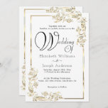 Elegant Luxury Budget Gold Floral Frame Wedding  Invitation<br><div class="desc">Elegant Luxury Budget Gold Floral Frame Wedding Invitation,  The design features a  Gold Floral Frame golden stripes,  and shine gold,  elegant calligraphy to be completed with your details easily and quickly. Check my shop to see the entire suite for this design.</div>