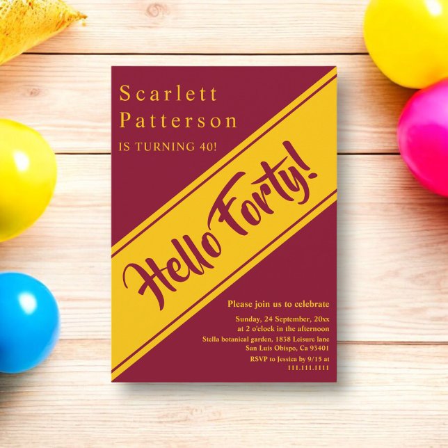 Elegant Luxury Burgundy And Gold 40th Birthday Invitation (Creator Uploaded)