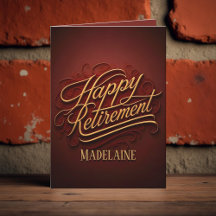 Elegant Luxury Burgundy and Gold Script Retirement