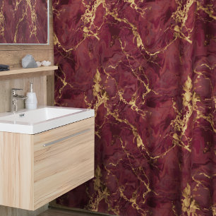 Elegant Luxury Burgundy Gold Marble Shower Curtain