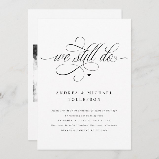 Elegant Luxury Calligraphy Wedding Vow Renewal Invitation (Front/Back)