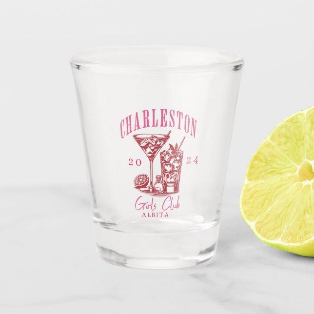 elegant luxury charleston bachelorette  shot glass (Front)