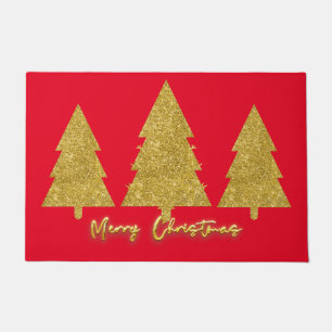 Elegant luxury Christmas god tree glitter red Doormat