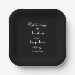 Elegant Luxury Classic Chic Black & White Wedding Paper Plate