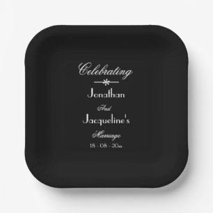 Elegant Luxury Classic Chic Black & White Wedding Paper Plate