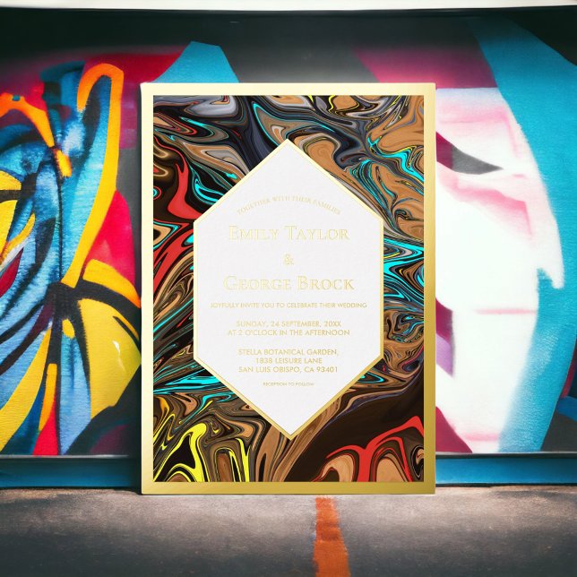 Elegant Luxury Colourful Abstract Art Wedding Gold (Creator Uploaded)