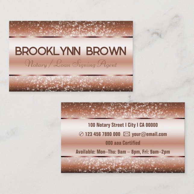 Elegant Luxury Copper Luxe Border Glitter Stars Business Card (Front/Back)