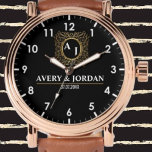 Elegant Luxury couple names Monogram Watch<br><div class="desc">Caouple names custom watch Men and Women luxurious and easy to read, simple design, elegant and stylish, perfect mechanical watch. Couples Watches Specifications💕: His and Hers name Stainless Steel Watch💕: High-quality stainless steel bracelet, durable to use. Equipped with a hidden butterfly buckle, safe and easy to operate, bringing you a...</div>