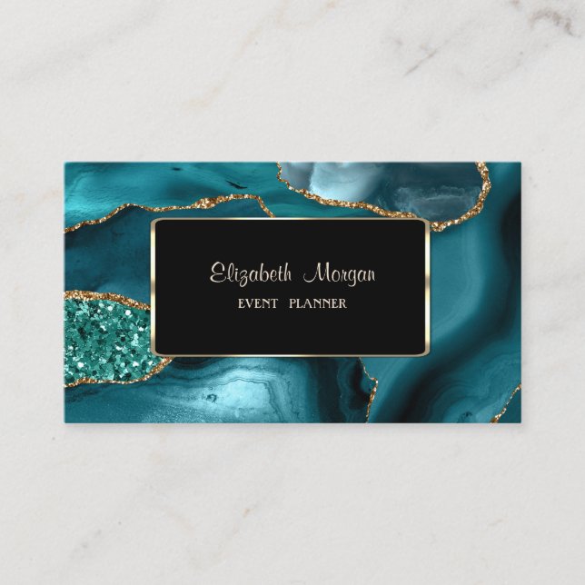 Elegant Luxury Emerald Green Glitter Frame Business Card (Front)
