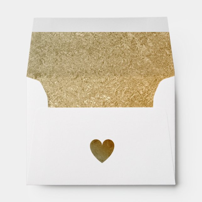 Elegant Luxury Faux Gold Foil Heart 5 X 7 Wedding Envelopes (Back (Bottom))