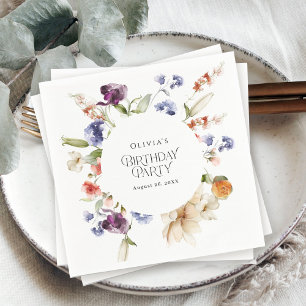 Elegant Luxury Floral Birthday Party for Her Napkin